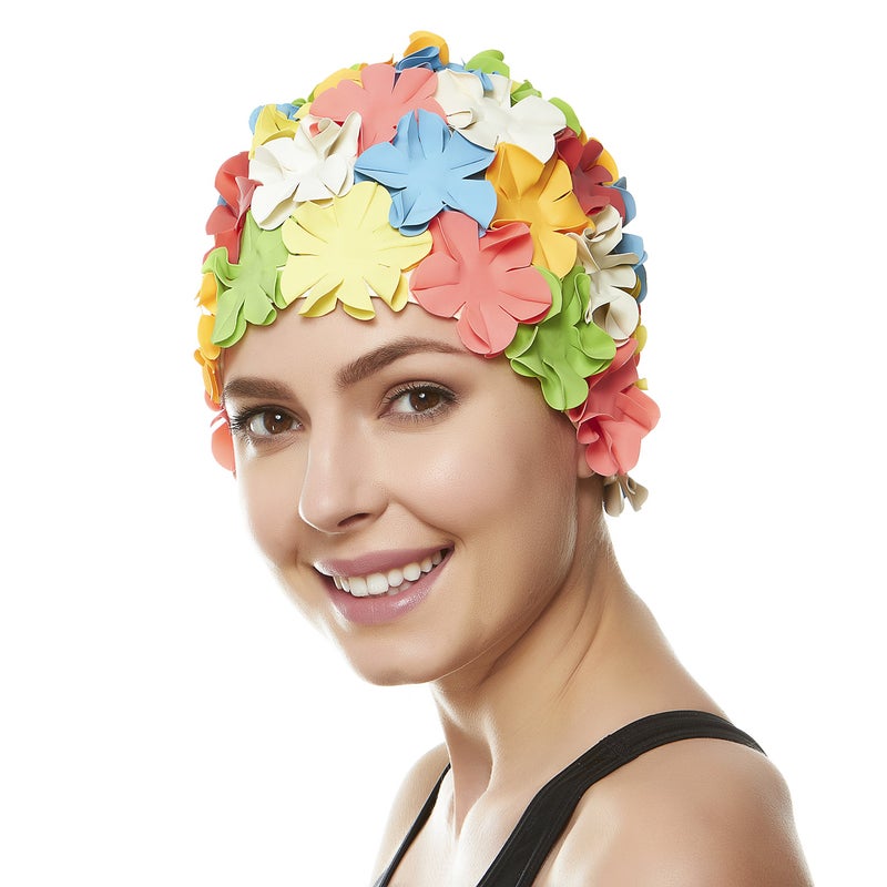 BEEMO Floral Petal Ladies Bathing Swim Cap - Multi Color - Image 4